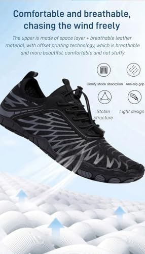 lilaBelle]5: Men's Outdoor Water Shoes - 【1-Second 】 Waterproof Hiking Shoes for Fishing, Creek Walking, and More3