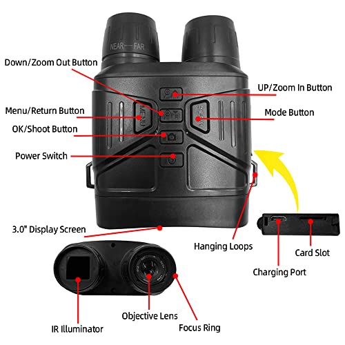 mewmewcat óculos de visão noturna,Binóculos de visão noturna infravermelha 4K 36MP 5X digital Dispos