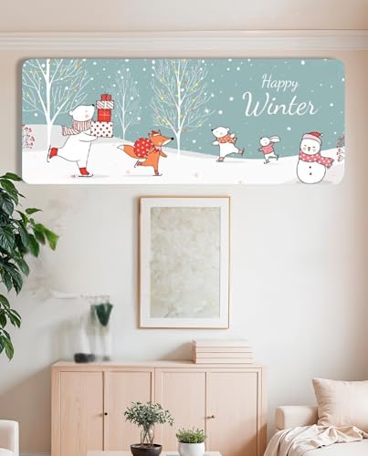 Image of Polyester Printed Split Ac Cover Indoor Unit For 1.5 Ton Capacity AC, Inner Unit Ac Cover, All Weather Cover /Attractive Digital Prints /Dustproof /Water Resistant Split Ac Cover (Happy Winter)