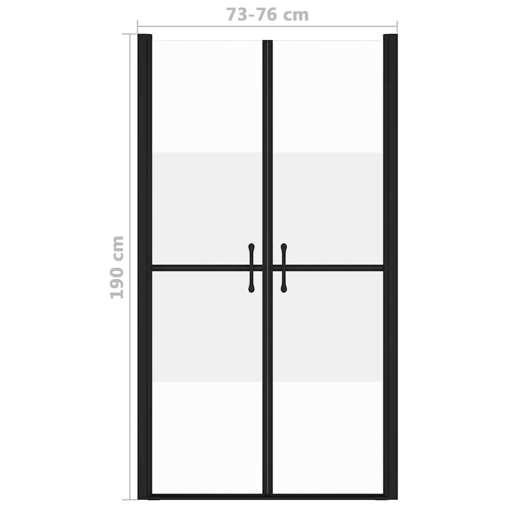 Porta doccia semiopaca in vetro di sicurezza ESG con telaio in alluminio (73-76) x 190 cm, regolabile, calpestabile, con maniglie moderne, materiale di montaggio, box doccia per bagno