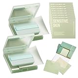 Oil Blotting Sheets for Face, 1000 PCS Oil Absorbing Sheets, 2 Pcs Portable Mirrors and 2 Pcs Powder Puffs, Controls Shine, Blotting Paper for Makeup, Absorbing Excess Grease
