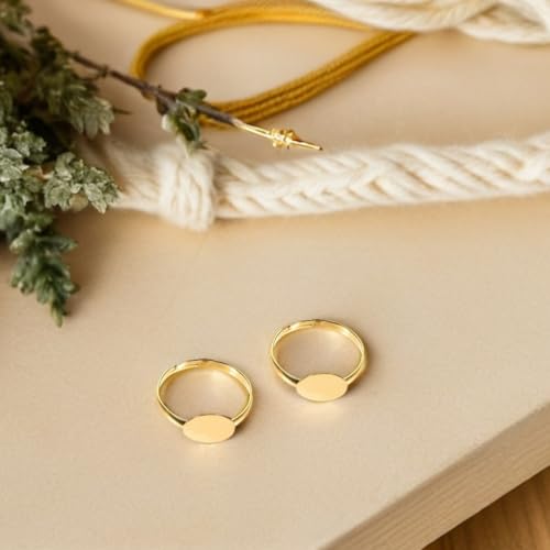 Bases para anillos ajustables de metal, componentes planos redondos para fabricación de joyas 8