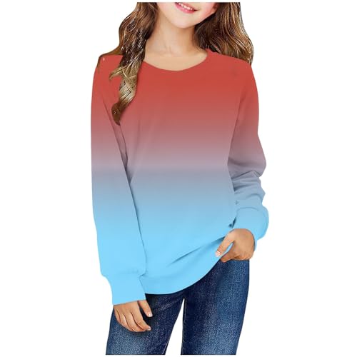 DDAPJ pyju Girls Boys Crewneck Sweatshirts Gradient Color Long Sleeve Pullover Trendy Casual Tunic Tops Kids Fall Clothes2