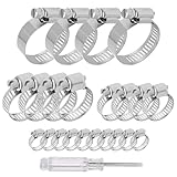 22 PzFascette Stringitubo Acciaio Inox, Fascetta Stringitubo per Tubo, 6-38 mm Fascette Metalliche Regolabili in Acciaio Inossidabile, Fascette a Vite per Tubi Piscina Tubi Gas Acqua Auto