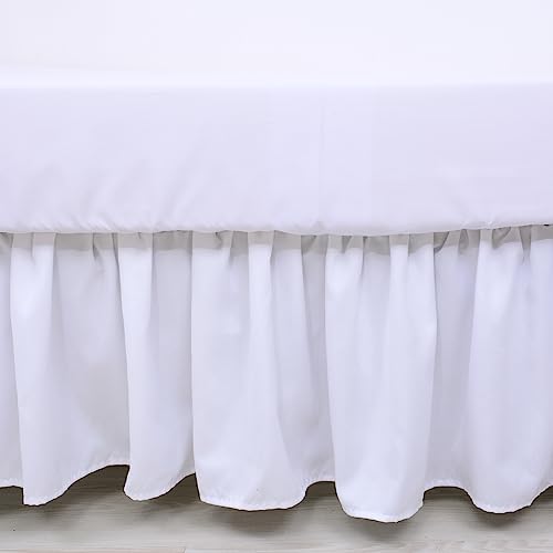 Image of Cloele 3 Pieces Baby Crib Bedding Set- Solid Ruffle Quilted Set Includes Comforter Fitted Sheet Crib Skirt for Boys and Girls - Cute Ruffled Nursery Crib Standard Size Baby Bedding Set White