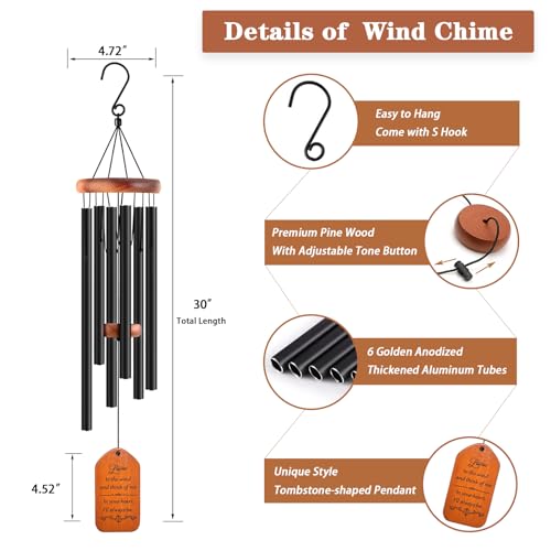 Image of Soopau Sympathy Gift Baskets, 30 inch Wooden Memorial Wind Chimes for Loss of Loved One, Memorial /Bereavement /Condolence /Funeral Gifts, in Memory of a Loved One Mother Father