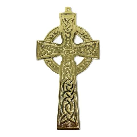 Exclusively Irish Celtic Wall Cross Trinity Knot and Celtic Knot Center Brass Antique Brass Home Decor Housewarming Gift Souvenir (Brass) Cover