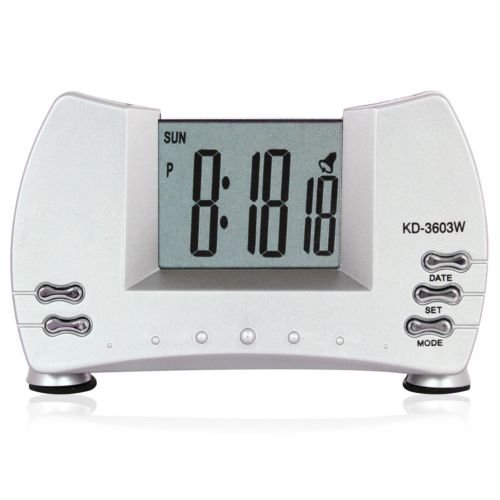 SHOPEE Digital LCD Display Clock KD 3603 Digital Silver Table, Desk