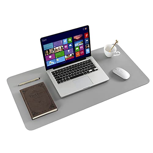 ARNTY Protector Mesa Escritorio,Protector Escritorio con Doble Cara,Protector de Escritorio Cubre de Cuero PU,Almohadilla de Escritorio Grande para la Oficina y el Hogar(Negro&Gris,60 * 35cm)