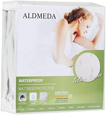 ALDMEDA Nature Bamboo Cooling Waterproof  Mattress Protector  Hypoallergenic  Mattress Cover  Vinyl Free （King）