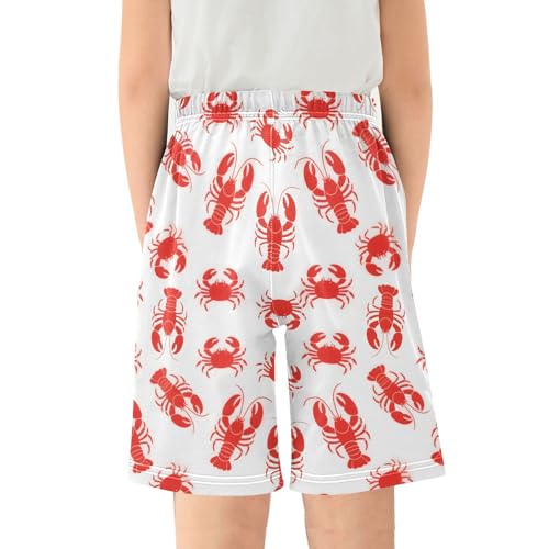 ALAZA Red Lobster on White Pajama Shorts Sleep Shorts Pant Lounge Pajama Bottoms Elastic Waist with Pockets2