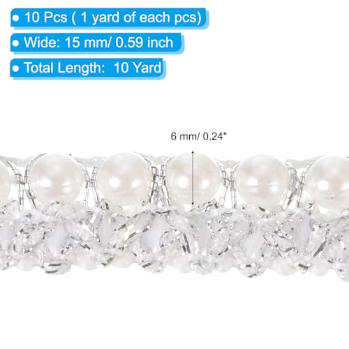 PATIKIL 10 Yard Faux Pearls Lace Ribbon - Image 2