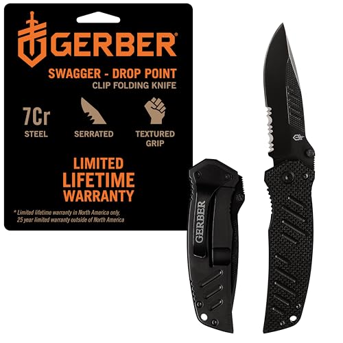 Gerber Gear Swagger Knife, Serrated Edge, Drop Point [31-000594]