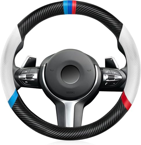 Image of Steering Wheel Protector Sport Carbon Fiber Design, Non-Slip & Breathable & Odorless, Universal Fit Steering Wheels, Leather Car Steering Wheel Protector (C-20)