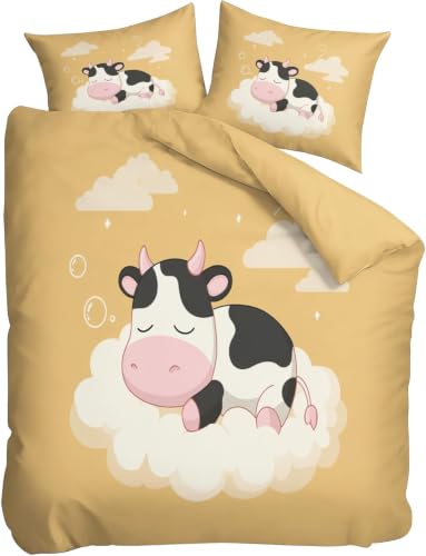 Housse de couette imprimée 3D vache mignonne pour lit ado