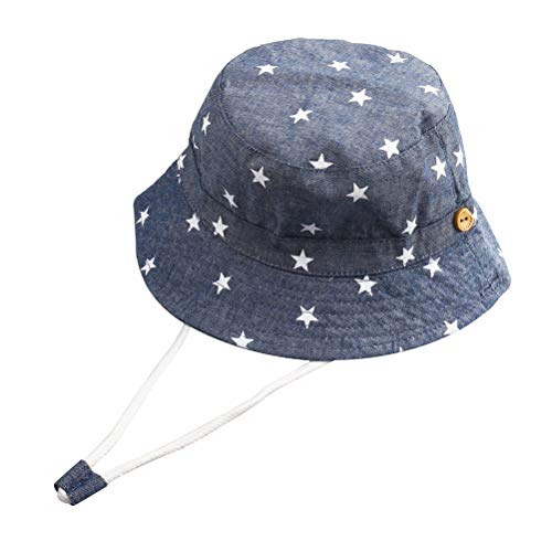 qiyana Unisex Baby Sun Protection Hat, Adjustable Summer Beach UPF 50+ Bucket Hat Boys Girls Wide Brim Summer Play Hat with Chin Strap Black
