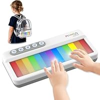 Pup Go Rainbow Early Learning Electronic Piano Keyboard for Kids Age 2+, Christmas Gifts for Toddlers, Touch Screen Keys with Multicolor Backlit, 5 Instrument Sounds and 13 Demo Songs, Pocket Size