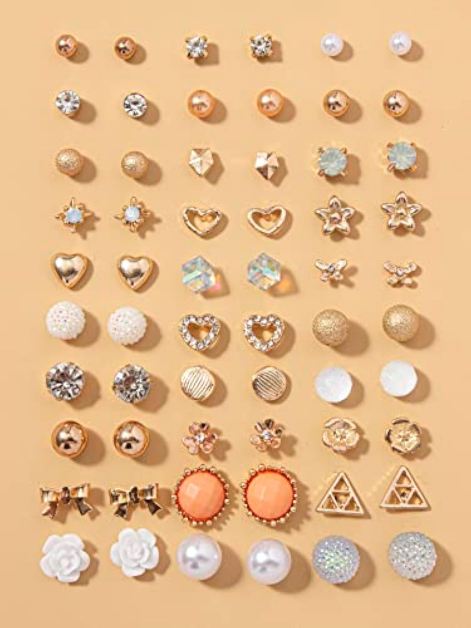 Stylish Crystal Pearl Earrings Combo Set - 30 Pairs