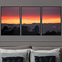 3 Piece Framed Canvas Wall Art Orange Sunset Canvas Prints Home Artwork Decoration for Living Room,Bedroom - 16