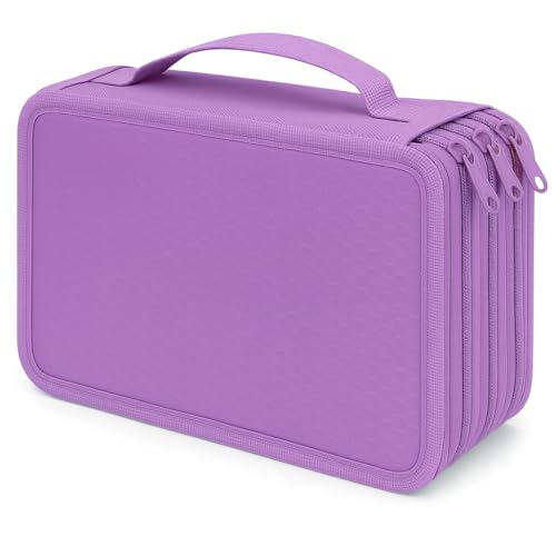Estojo Escolar Grande com 4 Divisórias, Capacidade para 72 Lápis ou Caneta-QHS (Lilás)
