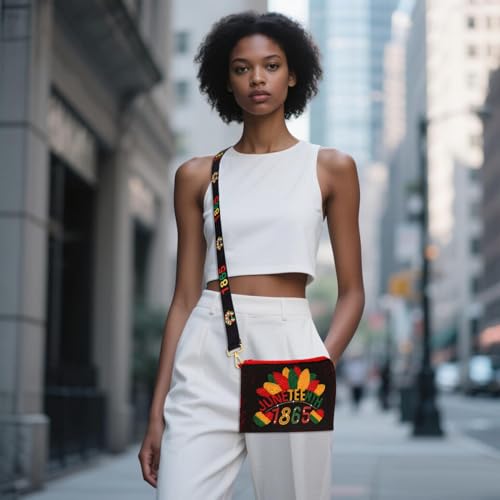 Image of Juneteenth Purse for Women Beaded Afro Freedom Crossbody Purse Shoulder Bag Black History Month African Outfit Gift