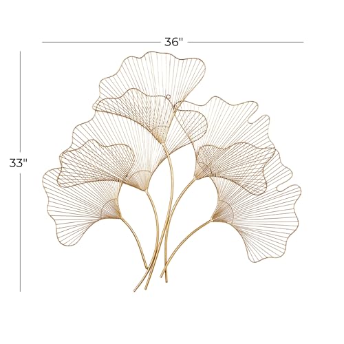 Deco 79 86988 Cosmoliving By Cosmopolitan Metal Floral Home Wall Decor Wire Ginkgo Leaf Wall Sculpture thumb #2