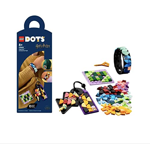 Image of LEGO 41808 DOTS Hogwarts Accessory Set, Harry Potter Toy Jewellery Set with Bracelet, Keychain and Patch, DIY Craft Set for Children