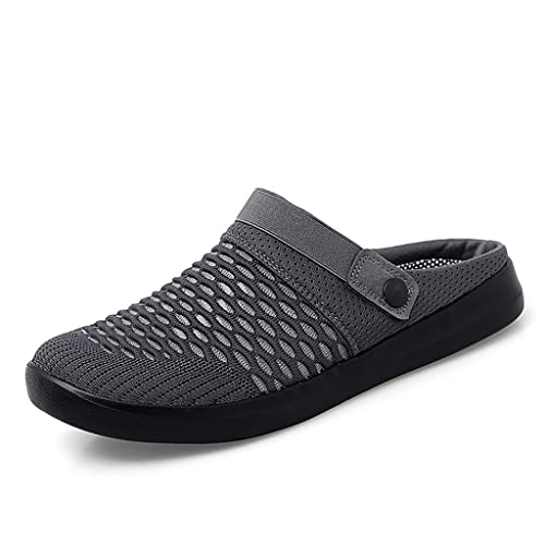 Casual Breathable Men Sandals Outdoor Lightweight Slippers Slip-on Male Mesh Beach Shoes(Gray,39 Code)