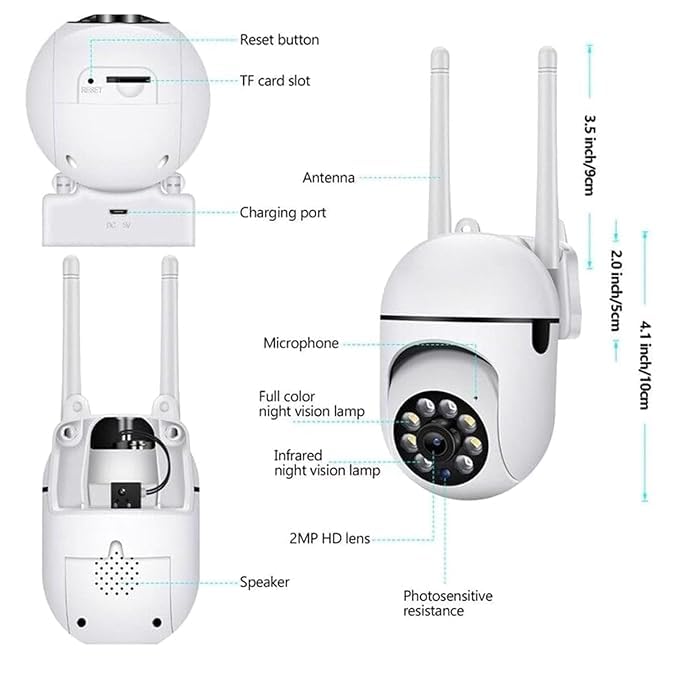 Image of JB Supar 4MP Smart WiFi Outdoor PTZ CCTV Camera | 360 Pan Tilt | Color Night Vision | Motion Detection | Two Way Audio | Wireless Home Security Camera with Mobile App V380 Pro (Mini Dome)