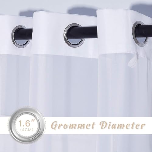 Image of NICETOWN White Sheer 48 inch Curtains, Grommet Short Curtains Airy Voile Textured Soft and Lightweight Half Window Treatments for Bedroom /Cafe, W42 x L48, 2 Panels