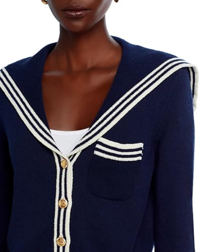 Women's V Neck Cardigan Sweaters Cropped Sailor Collar Button Up Knit Long Sleeve Open Front Coat4