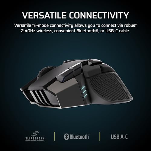 CORSAIR IRONCLAW Wireless SE Gaming Mouse – 26,000 DPI, Ergonomic Design for Larger Hands, 10 Programmable Buttons, for MOBA, FPS, MMO – Black - Image 6