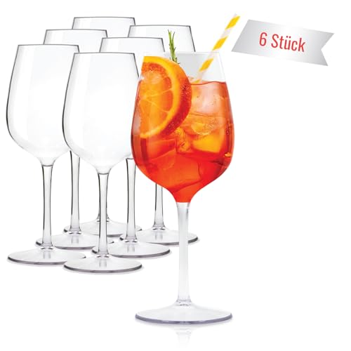 Tom Hugh Wiederverwendbare Weingläser aus Kunststoff Plastikgläser für Wein und Cocktails Unzerbrechlich und wiederverwendbar Stilvolle Alternative zu Glas 6er Set