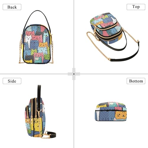Shoulder Purse Handbag Quilted Chain Wallet Cell Phone Purse Cute Print Ladies Tote Crossbody Satchel Cute Cartoon Cat Cute4