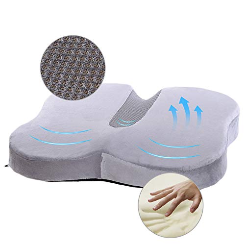 Cojin Ortopédico para Coxis de Espuma de Memoria, TravelEase Cojin de Asiento para Dolor de Espalda y Alivio de Dolor de Hueso de la Cola Sciático, Usado para Silla de Oficina, Silla de Rueda (Gris)