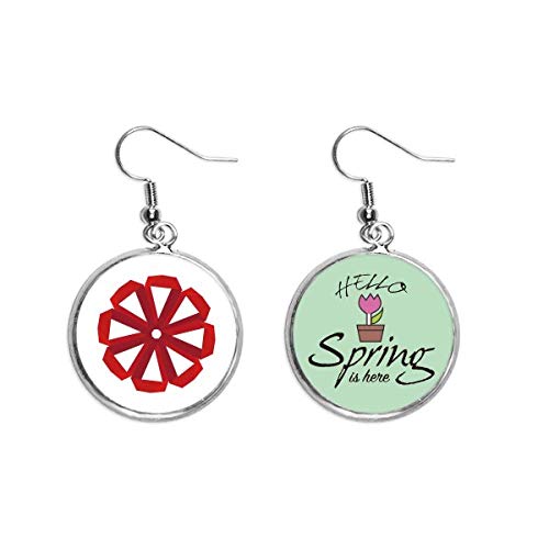 Pendientes de flor de Navidad con diseño abstracto de origami rojo para temporada de primavera