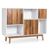 Giantex Sideboard Storage Cabinet W/Storage Compartments, Doors and Wood Legs, Display Cupboard...