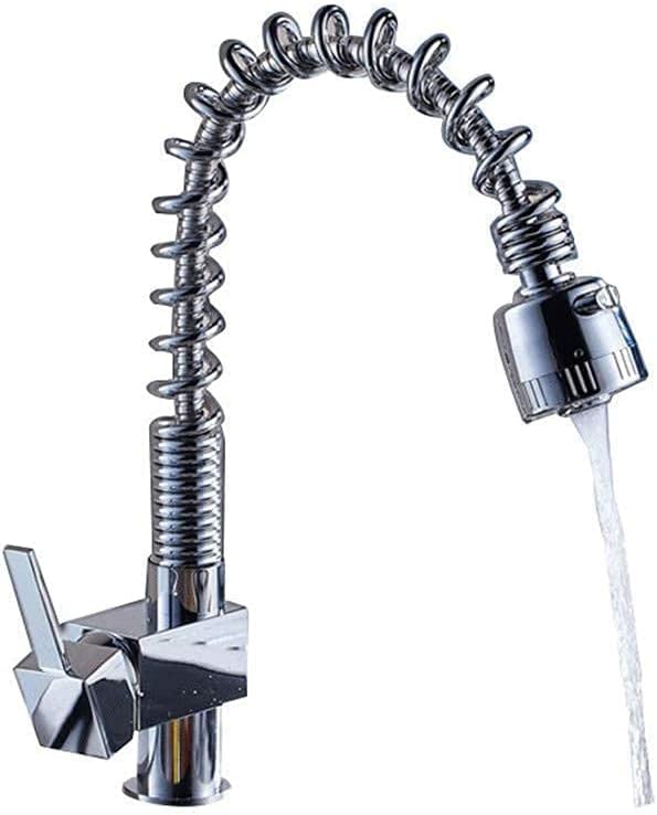 Robinet de cuisine à ressort en cuivre chromé avec douchette extractible pour évier moderne