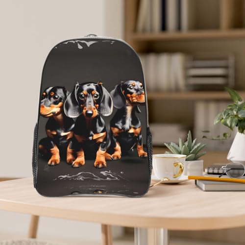 Sac à dos transparent imprimé teckel avec poches pour le travail