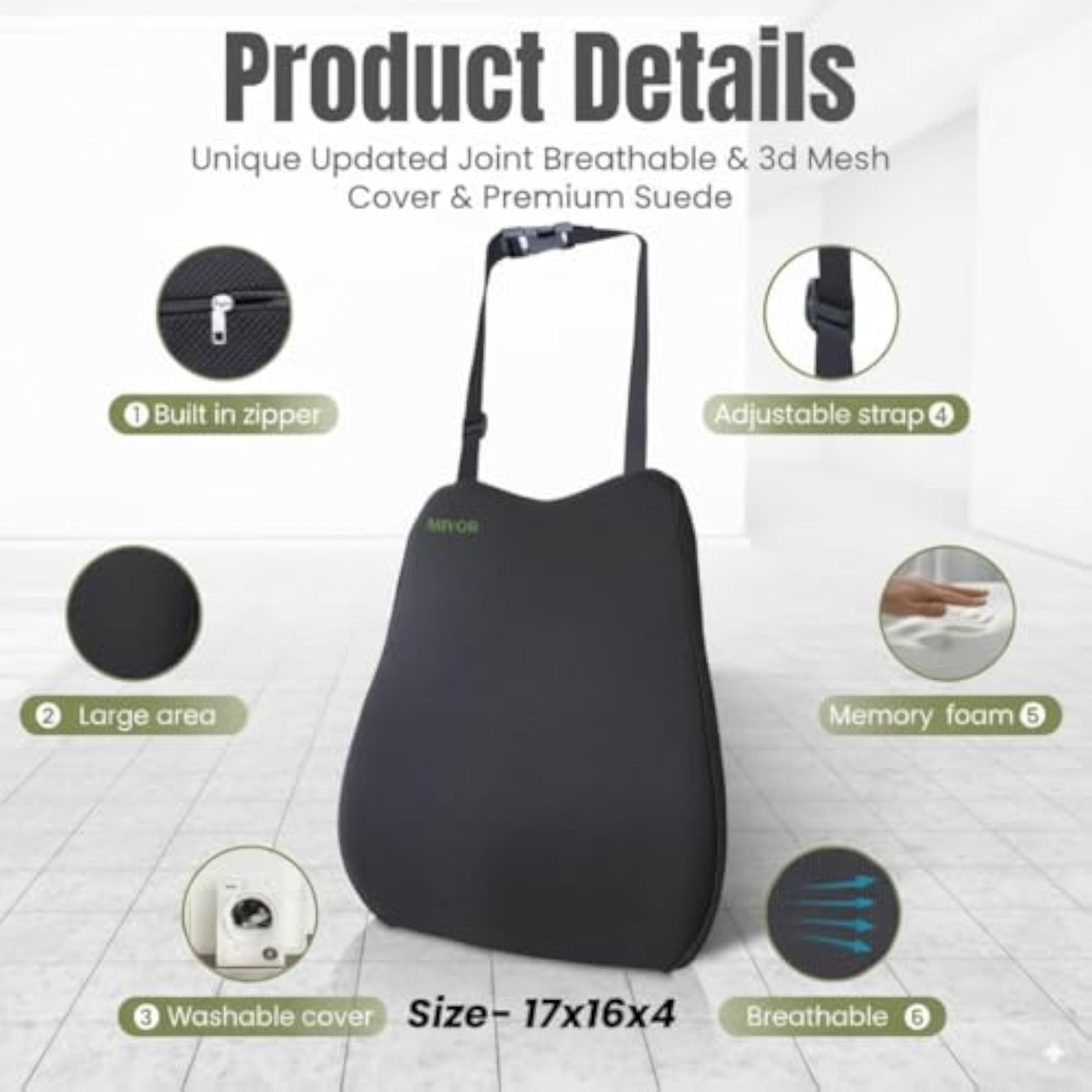 Memory Foam Car Backrest Cushion & Lumbar Support