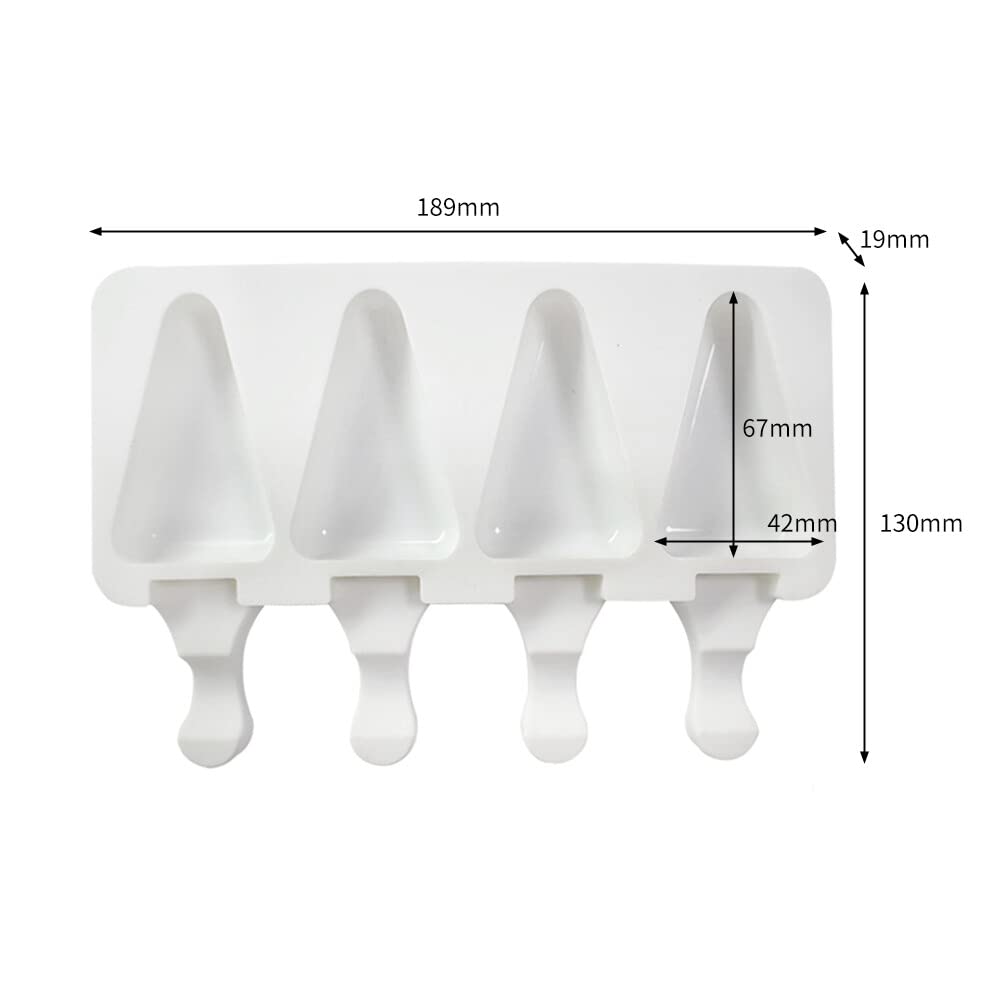 Shaped Popsicle Molds Cute Triangle Shape Ice Pop Molds Silicone 4 Cavities Popsicle Moulds for Kids Adults Ice Cream Mold Cake Pop Molds Homemade Popsicle Silicone Molds DIY Popsicle Maker