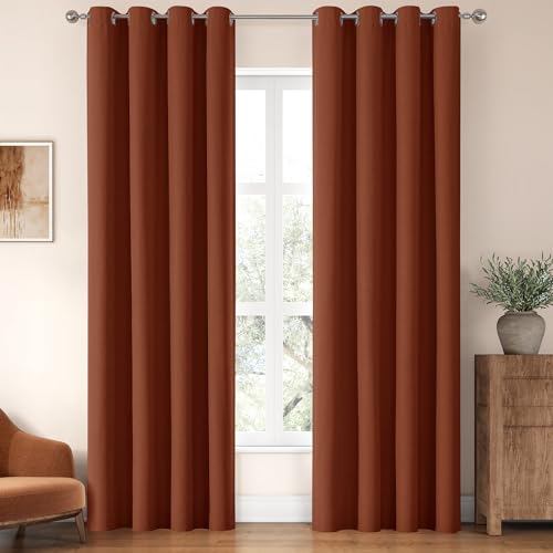 ChrisDown Terracotta Blackout Curtains 84 Inches Long 2 Panels for Bedroom