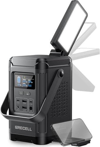 GRECELL 240W Portable Power Station LiFePO4 Battery Power Bank 153.6WH Solar Generator Dual Way 100W PD Camping Battery Power Supply with Integrated Stand for Outdoors Travel, Home Use