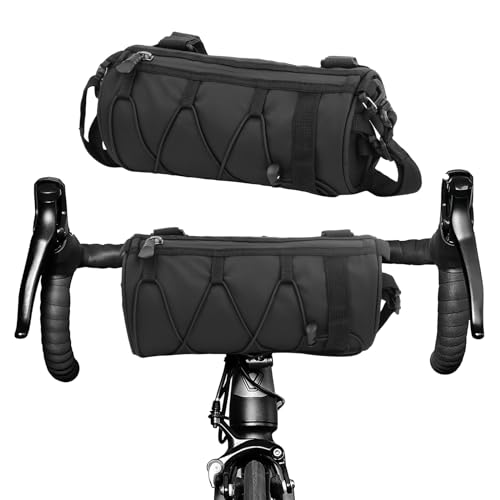 Borsa da Manubrio per Bicicletta, Borsa per Telaio Della Bici da Strada Impermeabile, 2,5L, Borsa Contenitore Anteriore con Tracolla, Borsello Anteriore per MTB Bicicletta, Bici da Strada, Ciclismo