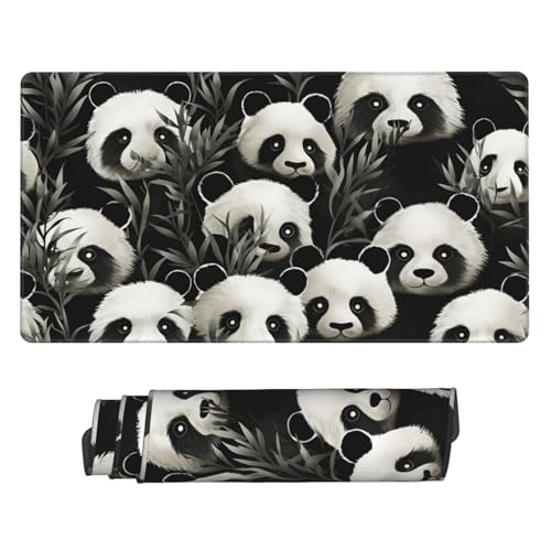 Tapis de souris de jeu panda avec base antidérapante et bords cousus pour bureau étendu