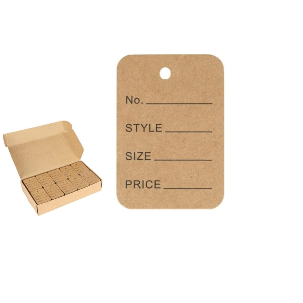 200 etichette regalo in carta kraft, WhatUneed Hand Made Paper Label for Birthday Wedding Party Favor Hanging Tag with 40 Meters Jute Twine (Brown