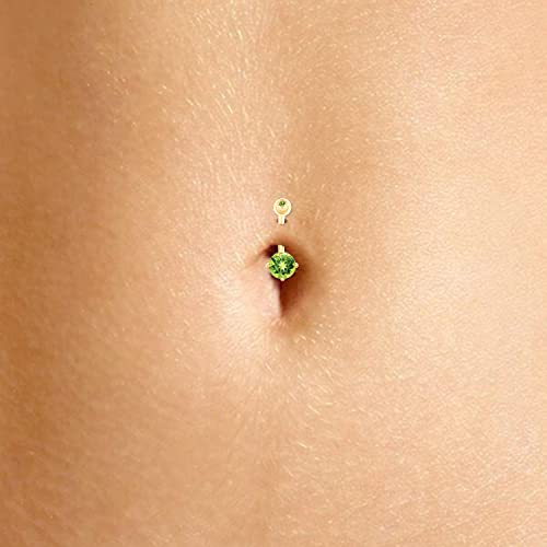 Wishrocks CHN-B3765-CSBJ167-YSL-PER Belly Button Prong Set Simulated Peridot Body Piercing Belly Button thumb #4