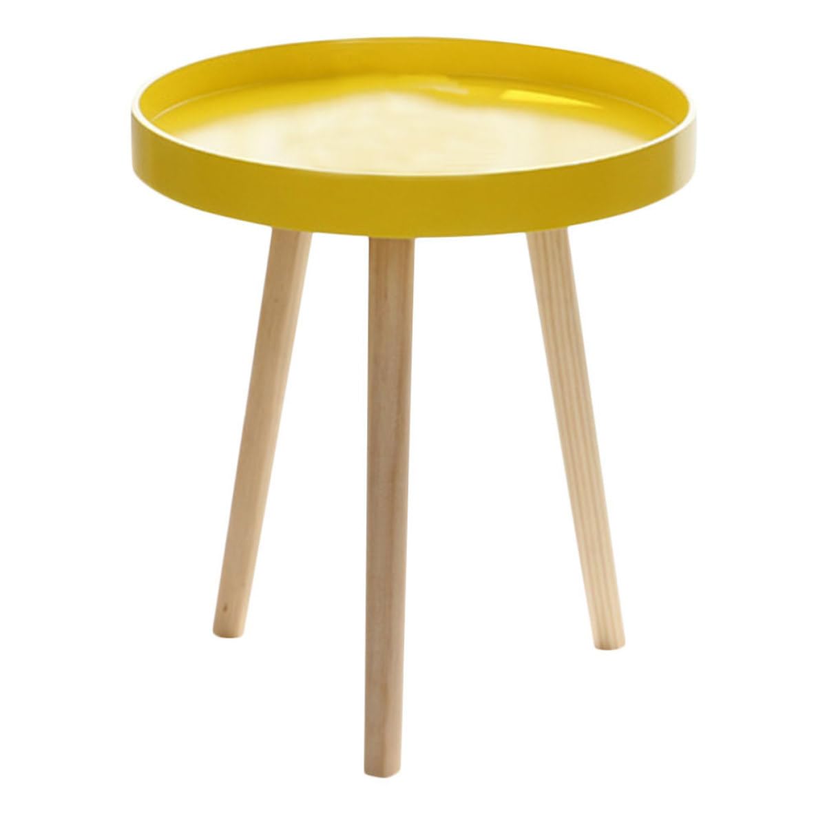 Table basse avec rangement intégré ronde en bois jaune style nordique