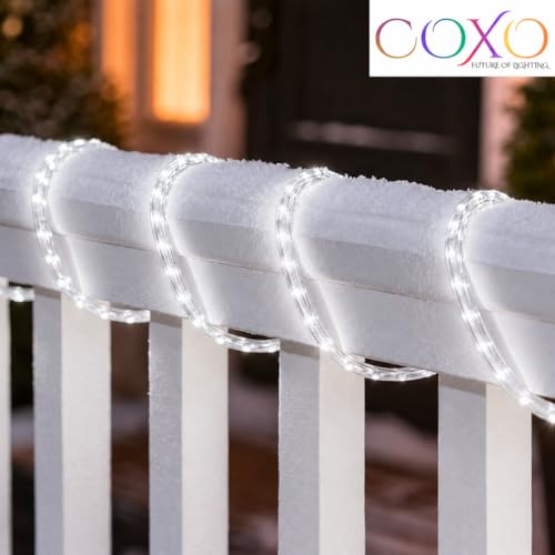 Image of COXO 45 Meters LED Rope Light for Decoration - Waterproof White SMD Cove Light for Ceiling, Home Decor, LED Pipe Light for Diwali, Festival, Indoor, Outdoor Use (White, 45 Meter)