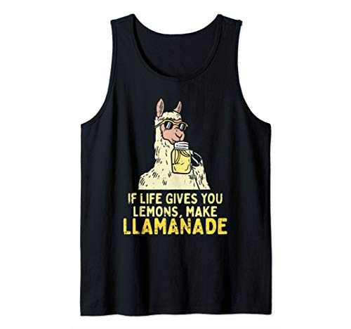 Life Lemons Make Llamanade Funny Llama Alpaca Puns Gift Tank Top